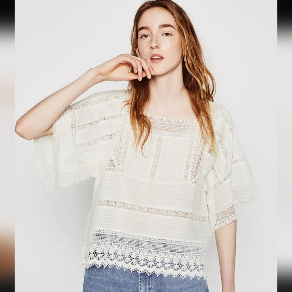 Zara white boho blouse